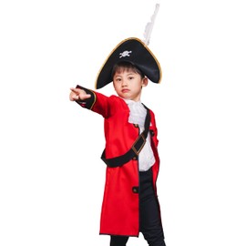 Party City Captain Cosplay Costume For Kids, 47.2 inches (120 cm), Red