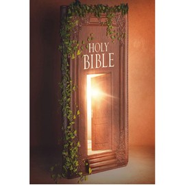 Renaiss 4x6ft Holy Bible Backdrop for Photoshoot Kids Christ Portrait Scripture Holy Light Door to Heaven Photography Background Newborn Baby Shower Baptism Church Events Decor Brown Photo Booth Prop