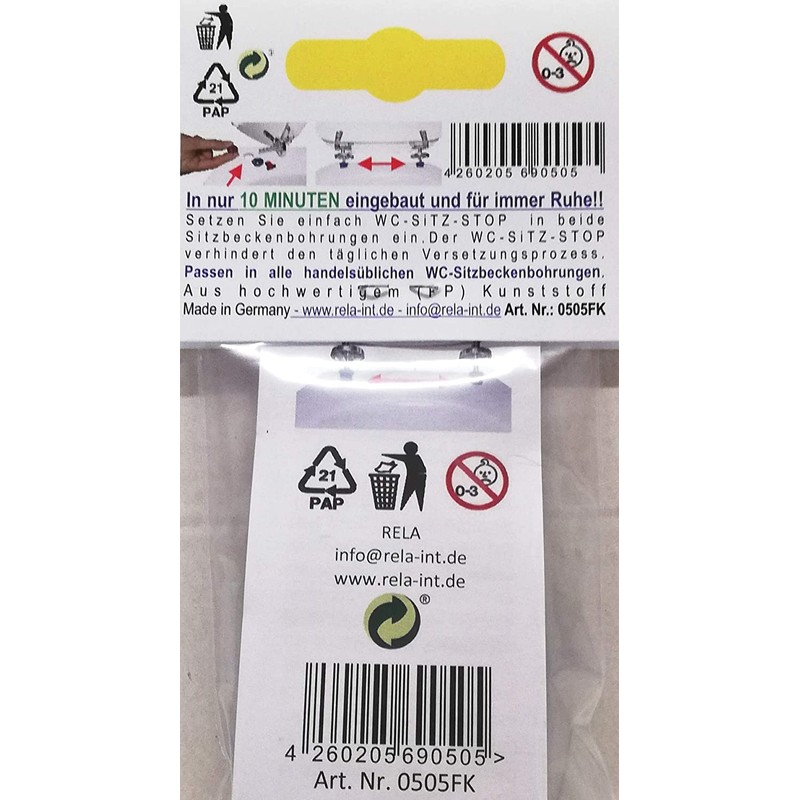 Toilet seat Stop Rela Insert for Toilet Seats to move