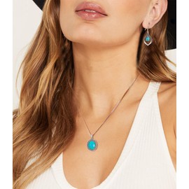 DOLIOX Genuine Turquoise Necklace for Women 925 Sterling Silver Real Southwest Native American Pendant Jewelry with Oval Gemstone for Her Wife Mom