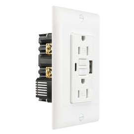 BAOMAIN 15A GFCI Outlet with USB-A & USB-C Charging, Self-Test Tamper-Resistant Electrical Outlet, 5V/4.8A USB Charger with LED Indicator, Includes White Wall Plate, ETL Listed, BCG-003U