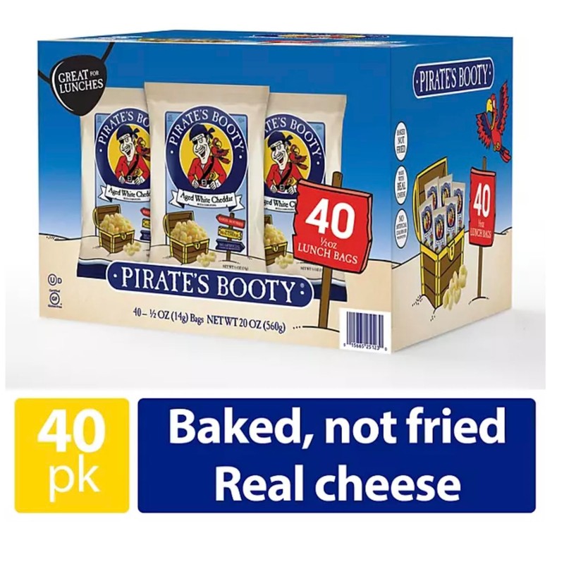 Pirate Booty Aged White Cheddar Puffs, 0.5 oz., Pack of