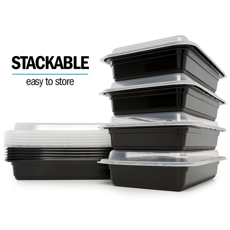 [10 Pack] 1 Compartment BPA Free Reusable Meal Prep Containers