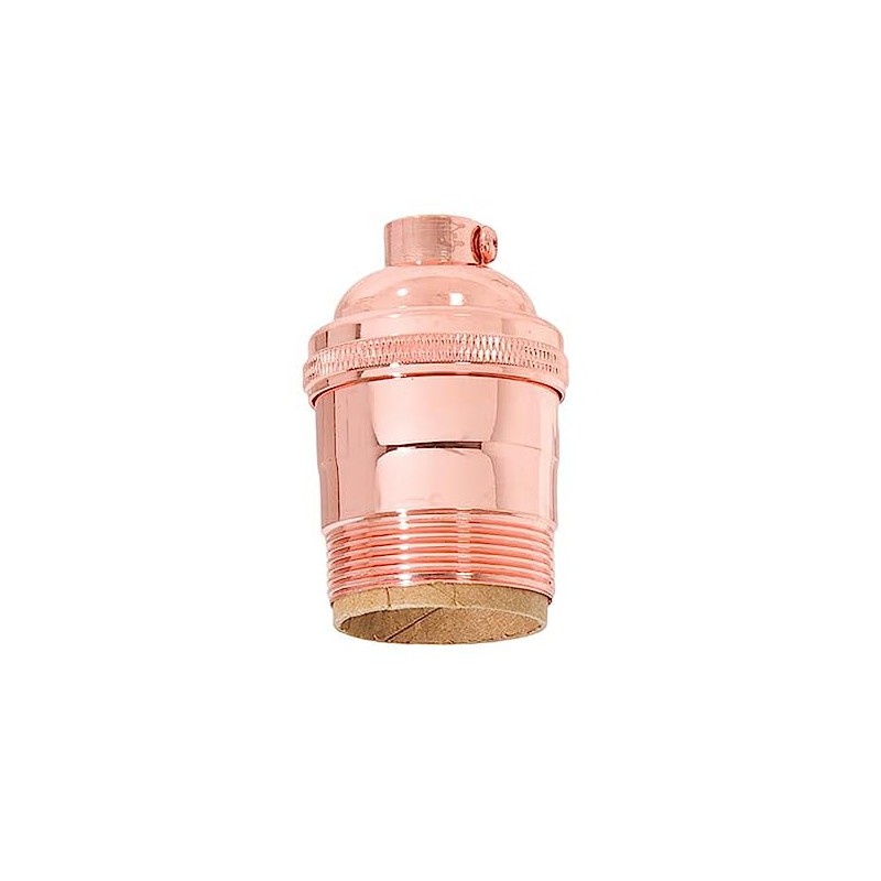 B&P Lamp® Heavy Turned Brass Keyless Sockets, Polished Copper Finish,