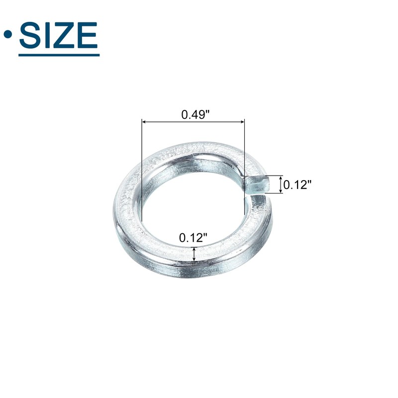 sourcing map M12 Split Lock Washer, 10Pcs Carbon Steel Spring