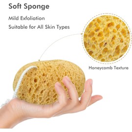 Esponja de Baño, 2 Esponjas de Ducha Grandes para Mujeres Y Hombres, Esponja Exfoliante Facial Y Corporal con Espuma Densa para Una Limpieza Suave Y Profunda, Ultrasuave para Pieles Sensibles Y