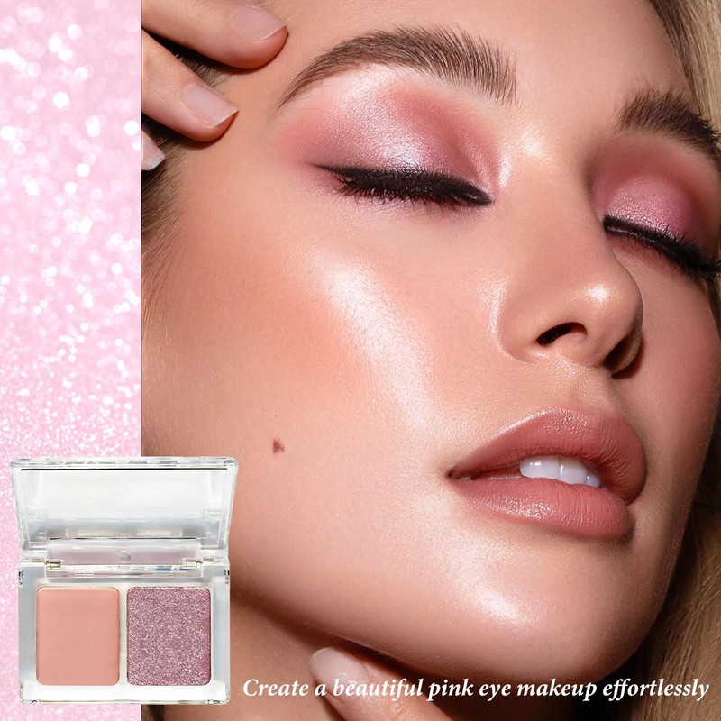 Pink Eyeshadow Palette,2 Colour Highly Pigmented Matte Shimmering Eye Shadow
