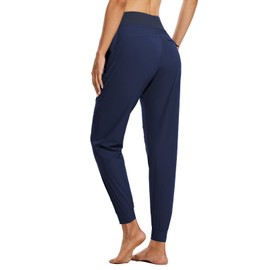 baleaf Women's Joggers 28'' Lightweight Hiking Pants High Waist 5 Zipper Pockets Quick Dry Travel Athletic UPF50+ Blue M