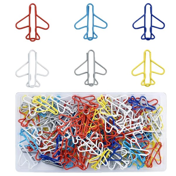 Pack of 100 Airplane Paper Clips, Colourful Cute Paper Clips