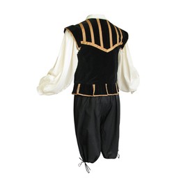 Artemisia Designs Men's Renaissance Doublet 3 Pc Costume, Ren Faire, Pirate, Medieval Cosplay Black (3XL)