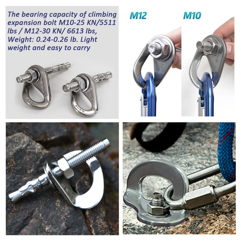 YZTONGPAO 304 Stainless Steel Climbing Anchor Bolt, 25-30KN Rock Climbing