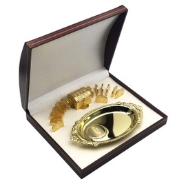 Arras de Boda Matrimoniales Con Baño de Oro de 24k con Cofre y Estuche, Wedding Unity Coins (Virgen Completa)