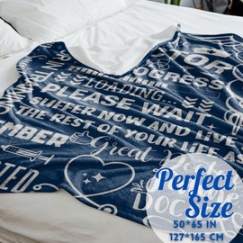 Doctor Gifts for Men, Doctor in Progress, Funny Appreciation Thank You Throw Blanket for Future Doctors for Brothers, Friends, 50 x 65 Inches, Blue