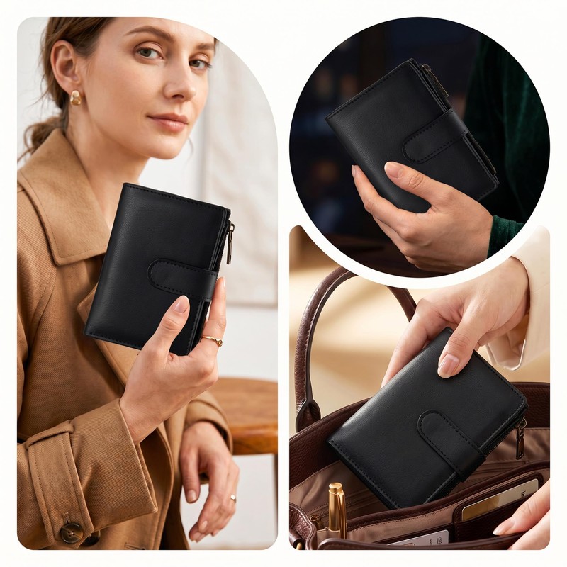 Espera Small Wallet Women Leather RFID Blocking Bifold Ladies Compact