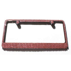 Hotblings 4 Row Light Pink (on Black) Rhinestone Bling Sparkle Metal License Plate Frame & Caps