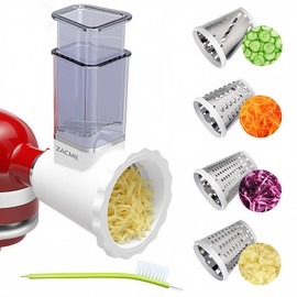 Updated Shredder Cheese Grater Attachment for KitchenAid Stand Mixers, Salad Machine with Vegetable Slicer, Salad Maker, Food Slicers Slicer Shredder Attachment with 4 Blades Dishwasher Safe