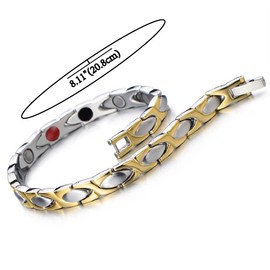COOLSTEELANDBEYOND Link Bracelet for Women Stainless Steel， Free Link Removal Tool(CA)