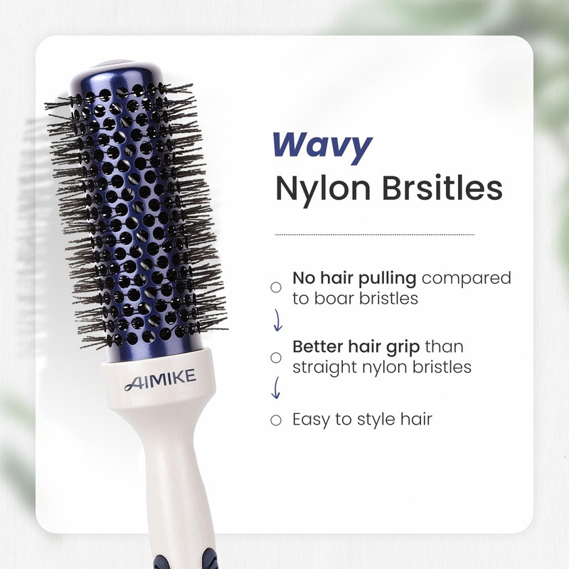 AIMIKE Nano Ionic Tech Small Round Brush, Ceramic Brush for