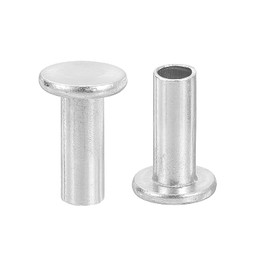 uxcell 100Pcs Semi Tubular Rivets, 6mm x 16mm Aluminum Round Flat Head Semi-Tubular Rivet Metal Stud Rivet for Industry Household Repairing Fastening, Silver