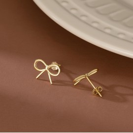 SLUYNZ Sterling Silver Bow Earrings for Women Small Bow Stud Earrings Band Earrings, Small, Sterling Silver, No Gemstone
