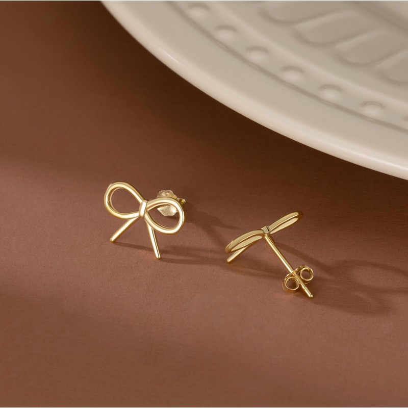 SLUYNZ Sterling Silver Bow Earrings for Women Small Bow Stud