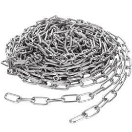 ABuff 8M Galvanized Metal Coil Chain, 1/8In × 26.25Ft Heavy Duty Chain Links 3mm Small Metal Chain Link Chain for Plants, Camping, Clothes & Mirror Hanging, Pet Dog, Bird Feeder Planters Signs