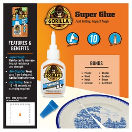 Gorilla Super Glue XL, Clear Glue, 25 Gram (Pack of 2) - All Purpose and Fast Setting for Projects and Repairs