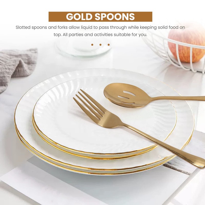 Hopbucan Stainless Steel Flatware Serving Utensils Serving Spoon for Kitchen