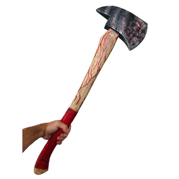 Rubber Johnnies , Bloody Fire AXE, Fake weapon, Bloody, Scary Blood Stained AXE, Halloween Accessories, Realistic Foam Prop, Costume Weapons, Machete, Cosplay Blade, Fireman
