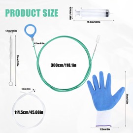 Sunroof Drain Cleaning Tool, 118in Long Tube Cleaners with Pipe Cleaning Brush, Gloves, Syringe, Syringe Hose, for Car Wiper Sunroof Trunk Drains Hole