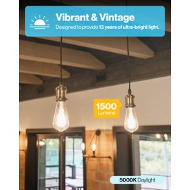 Sunco 10 Pack ST64 Vintage Edison LED Bulb, 1500 Lumens High Brightness, Dimmable 5000K Daylight, 13W=75W E26 Medium Base - UL