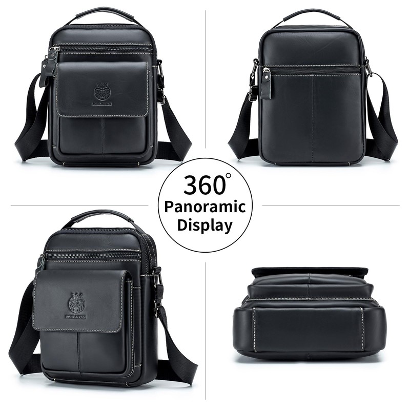 SCHLATUM Small Leather Messenger Bag for Men, Man Bag Crossbody,