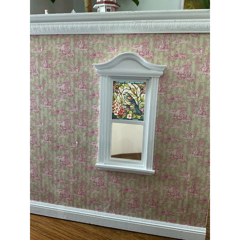 Unbranded Springtime Blue Bird Dollhouse Miniature Stained Glass Window Film
