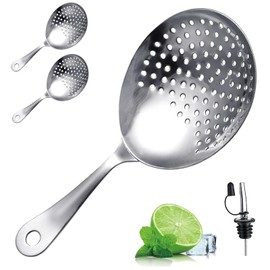 2 PCS Julep Strainer Cocktail Strainer for Drinks Stainless Steel Bar Strainer Spoon Drink Strainer for Home Kitchen Juice Strainer with 1 Pour Spout