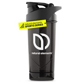 natural elements Shaker – 700 ml – Shaker in Schwarz aus langlebigem Tritan – auslaufsicher – mit Sieb & Messskala – BPA, BPS & DEHP frei – dein Shaker für To-Go-Drinks (Eiweiß Shaker, Proteinshaker)