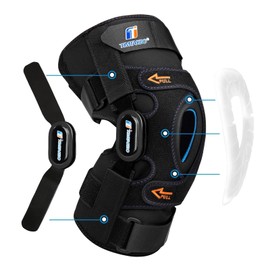 Hinged Knee Brace for Women/Men, Knee Braces for Knee Pain with GEL Patella Stabilizer, Plus Size Knee Brace with Removable Dual Side Stabilizers, Knee Support for Meniscus Tear,Relieves ACL,Arthritis