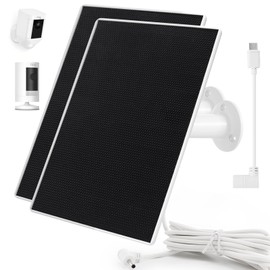 Ring Camera Solar Panel Charger, Compatible with Ri ng Stick Up Cam, Ri ng Stick Up Cam Pro, Ri ng Spotlight Cam Plus/Pro, TypeC and Ring Barrel DC Plug, 6W5V (2Pack)