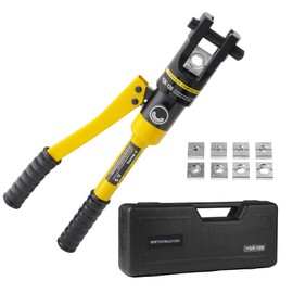 TOORGO Cable Lug Crimping Tool, 8 AWG to 250 MCM Hydraulic Plier, 12 Ton Hand Crimping Tool for Wires, Terminal, Lug, Crimping Tool Kit with 8 Dies