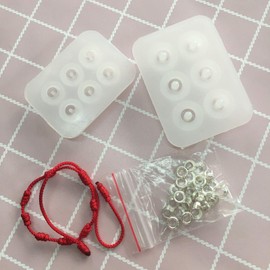 Szecl 2Pcs Jewelry Bead Resin Mold with Holes Round Silicone Mold Decorative Beads Cap S925 for Jewelry Making Kit Bracelets Beads Hole Diameter 2mm, 5mm, DIY Jewelry Making Tool