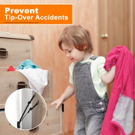 PUTORSEN TV Safety Strap, Furniture Straps Child Safety, Adjustable Anti Tip TV Strap and Punch-Free Clamp for Baby Proofing,VESA Mounting Option, Metal Connectors, Black