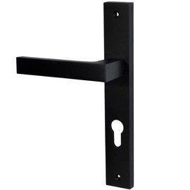 ALSTEN TECH Door Handle Set L 90 PZ Profile Cylinder for Interior Doors Room Doors Black Matt Long Plate Set Door Handle BB WC