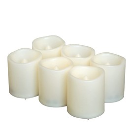 CANDLE CHOICE Battery Operated Flameless Votive Candles with Timer, Small Timing LED Candle Lights with Automatic Built-in Daily Cycle Timer, 6-Hour on 18-Hour Off, Pack of 6, Batteries Included