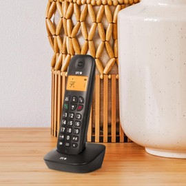 SPC Air - Cordless Landline Phone with Illuminated Display, Caller ID, 20 Contact Phonebook, Mute Function, 5 Available Melodies, Gap Compatibility and ECO Mode - Black