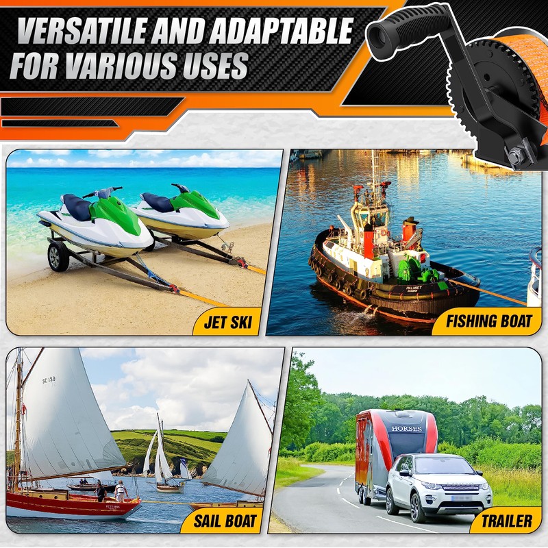 [PREMIUM] Boat Trailer Winch Strap With Supper Steel Hook, 15000