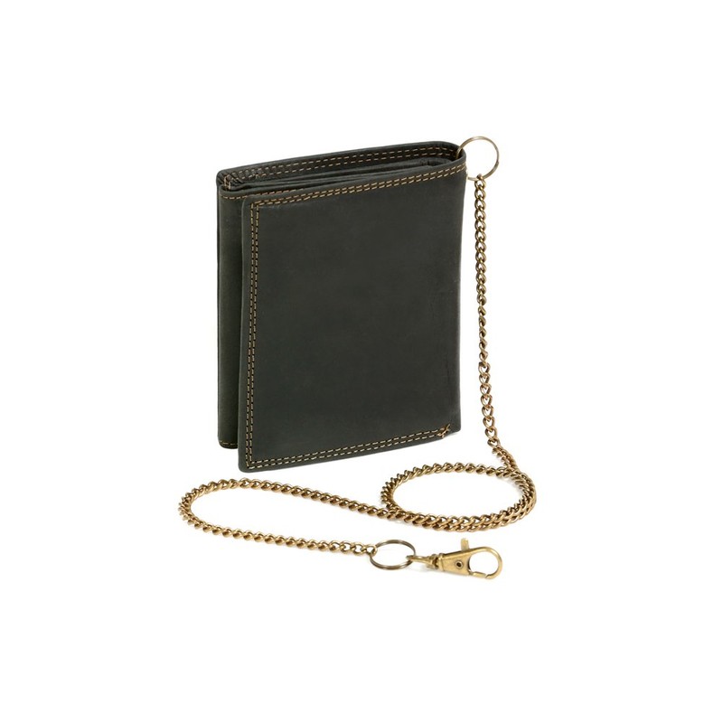 Mens Wallet with Chain Biker Wallet LEAS MCL, Genuine Leather,