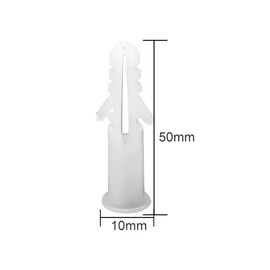 100 Pcs Wall Plugs, M10 x 50mm White Plastic Screw Plugs Fixings for Masonry Brick Concrete