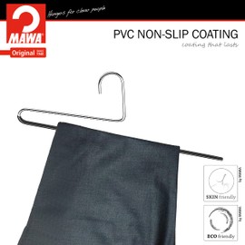 Mawa by Reston Lloyd Reverse Hook Trouser Series Non-Slip Space-Saving Clothes Hanger with Single Rod for Pants, Style KH/35U, 1-Each, Black