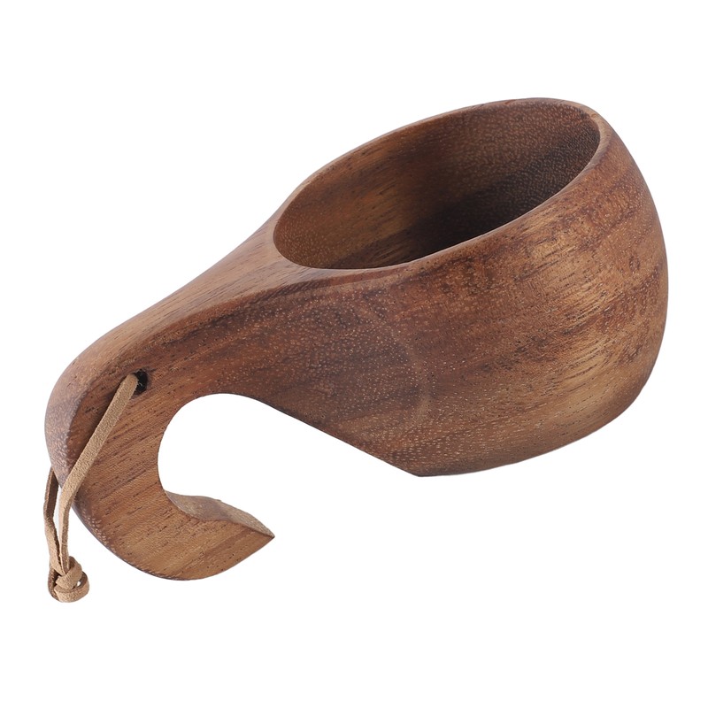 Wooden Coffee Cup with Handle Comfortable Grip Rustic Decorative Milk