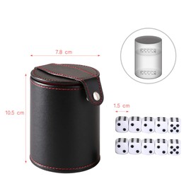 GWHOLE Dice Cups Leather Set with 10 Dice for Dice Games, Black