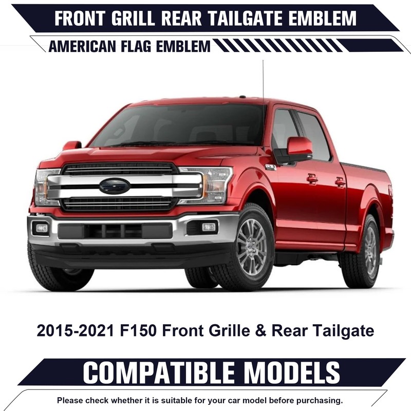 OUESAAS 9.5 Inch F150 Front Grille Rear Tailgate Overlay Emblem